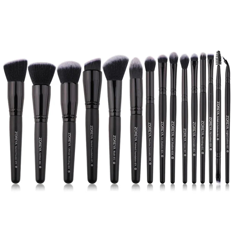 Conjunto de Pincéis de Maquilhagem com Cerdas Sintéticas Macias da Marca Zoreya Ferramentas para Maquilhagem dos Olhos Cruelty Free Pincéis de Mistura, Vinco e Base Pretos