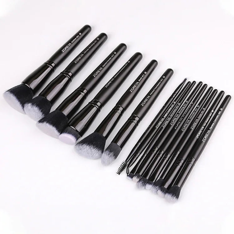 Conjunto de Pincéis de Maquilhagem com Cerdas Sintéticas Macias da Marca Zoreya Ferramentas para Maquilhagem dos Olhos Cruelty Free Pincéis de Mistura, Vinco e Base Pretos