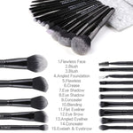 Conjunto de Pincéis de Maquilhagem com Cerdas Sintéticas Macias da Marca Zoreya Ferramentas para Maquilhagem dos Olhos Cruelty Free Pincéis de Mistura, Vinco e Base Pretos