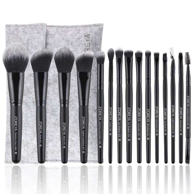 Conjunto de Pincéis de Maquilhagem com Cerdas Sintéticas Macias da Marca Zoreya Ferramentas para Maquilhagem dos Olhos Cruelty Free Pincéis de Mistura, Vinco e Base Pretos