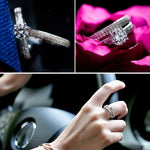 Silver Double Zircon Wedding Rings Set, 8, 9, 10, 11, 12, 13, 14, 15, 16, 17, 18, 19, 20, 21