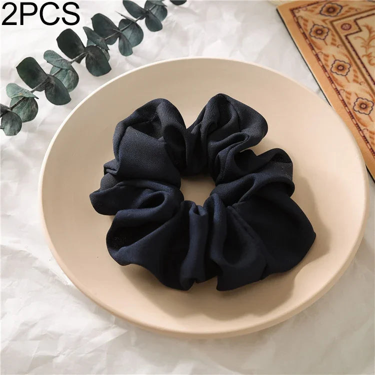 2 PCS Faixa de Cabelo Anel de Intestino Grosso Feminina Elástica para Rabo de Cavalo Joia de Cabelo Sem Costura de Tecido