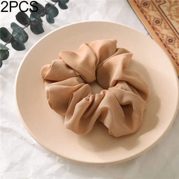 2 PCS Faixa de Cabelo Anel de Intestino Grosso Feminina Elástica para Rabo de Cavalo Joia de Cabelo Sem Costura de Tecido