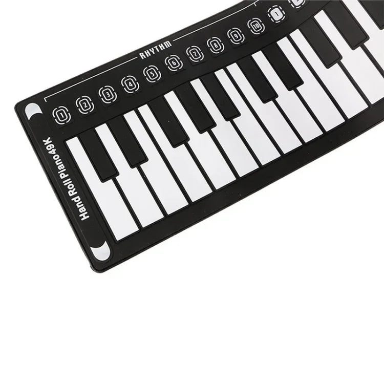 Piano Portátil de 49 Teclas Enrolado à Mão com Trompete para Crianças Iniciantes Praticarem, Piano Enrolado à Mão de 49 Teclas