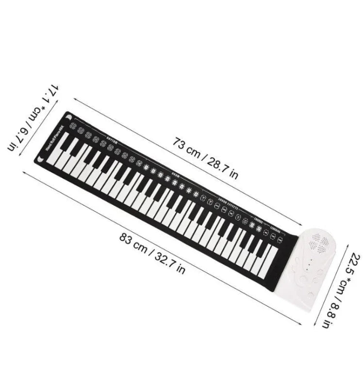 Piano Portátil de 49 Teclas Enrolado à Mão com Trompete para Crianças Iniciantes Praticarem, Piano Enrolado à Mão de 49 Teclas