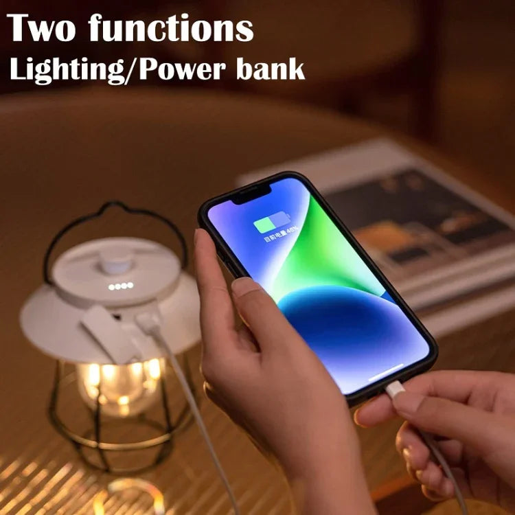 Luzes penduradas para campismo ao ar livre, iluminação para tendas, luzes de ambiente, pega preta, pega branca