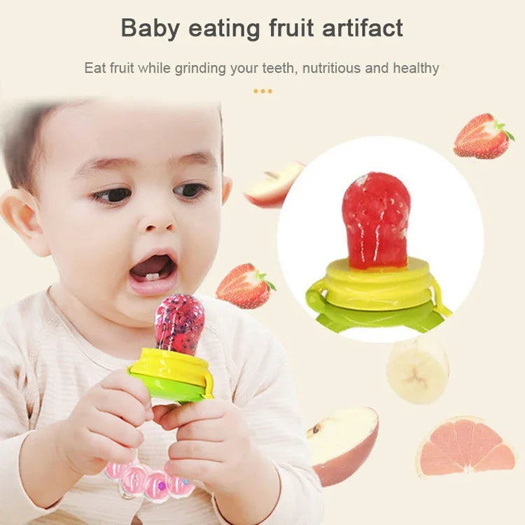 Mamilo para Bebé, Alimentação com Comida Fresca, Fruta, Leite, Garrafas de Aprendizagem, Alça para Beber, Chupeta de Dentição com Sino, S