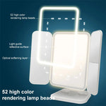 Espelho de Maquilhagem LED Simples e Estiloso Três Dobras Quadrado, Lâmpada Monocromática Ligada à Tomada, Modelo de Lâmpada Monocromática com Carregamento, Modelo de Carregamento com Luz Tricolor