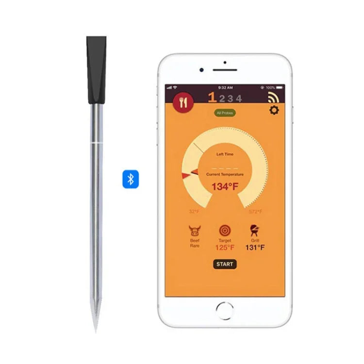 Termómetro inteligente sem fios Bluetooth para forno de cozinha BBQ, intervalo de temperatura dos alimentos: 0-100 graus