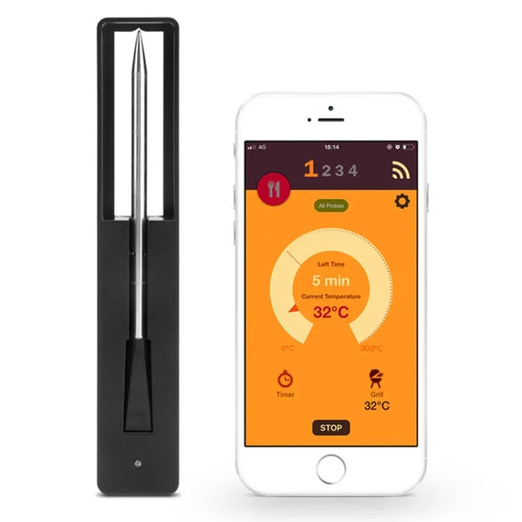 Termómetro inteligente sem fios Bluetooth para forno de cozinha BBQ, intervalo de temperatura dos alimentos: 0-100 graus