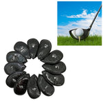 Conjunto de 12 Tampas para Taco de Golfe em Couro PU, Textura Litchi Preta