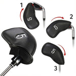 Conjunto de 12 Tampas para Taco de Golfe em Couro PU, Textura Litchi Preta