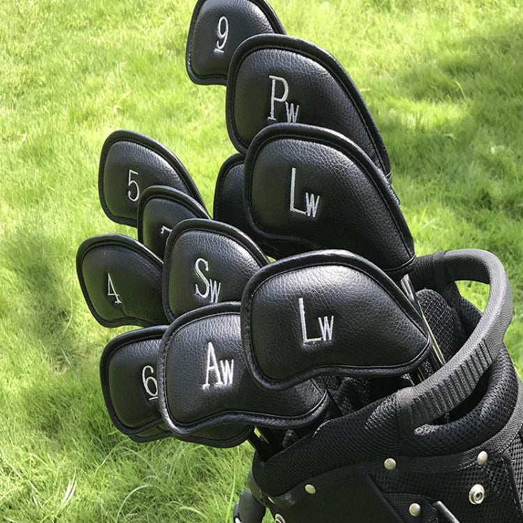 Conjunto de 12 Tampas para Taco de Golfe em Couro PU, Textura Litchi Preta