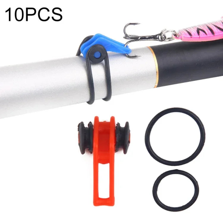 10 Peças/Saco Suporte de Anzol de Pesca em Plástico para Vara de Pesca Iscos Suporte de Segurança Equipamento de Pesca, Vermelho, Roxo, Preto, Azul, Amarelo, Rosa, Laranja, Verde