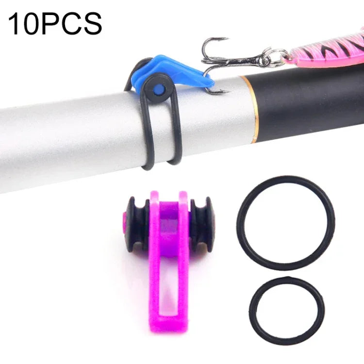 10 Peças/Saco Suporte de Anzol de Pesca em Plástico para Vara de Pesca Iscos Suporte de Segurança Equipamento de Pesca, Vermelho, Roxo, Preto, Azul, Amarelo, Rosa, Laranja, Verde