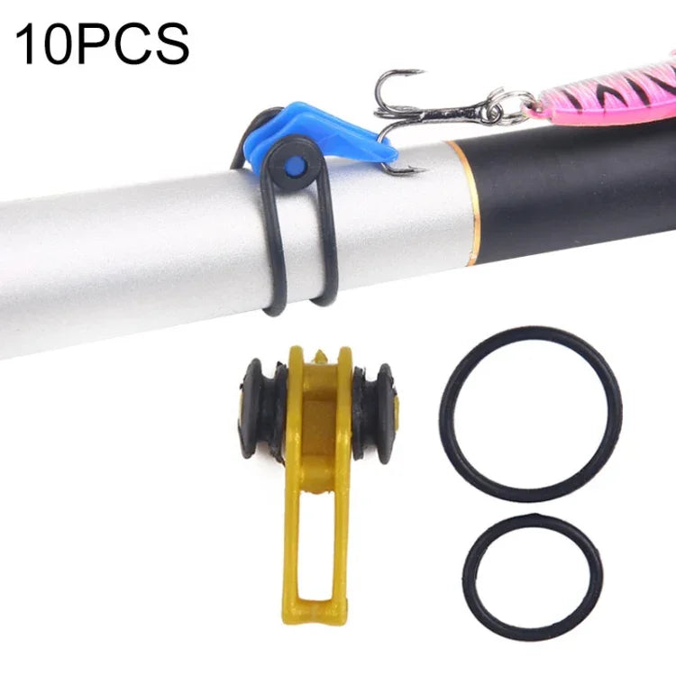 10 Peças/Saco Suporte de Anzol de Pesca em Plástico para Vara de Pesca Iscos Suporte de Segurança Equipamento de Pesca, Vermelho, Roxo, Preto, Azul, Amarelo, Rosa, Laranja, Verde