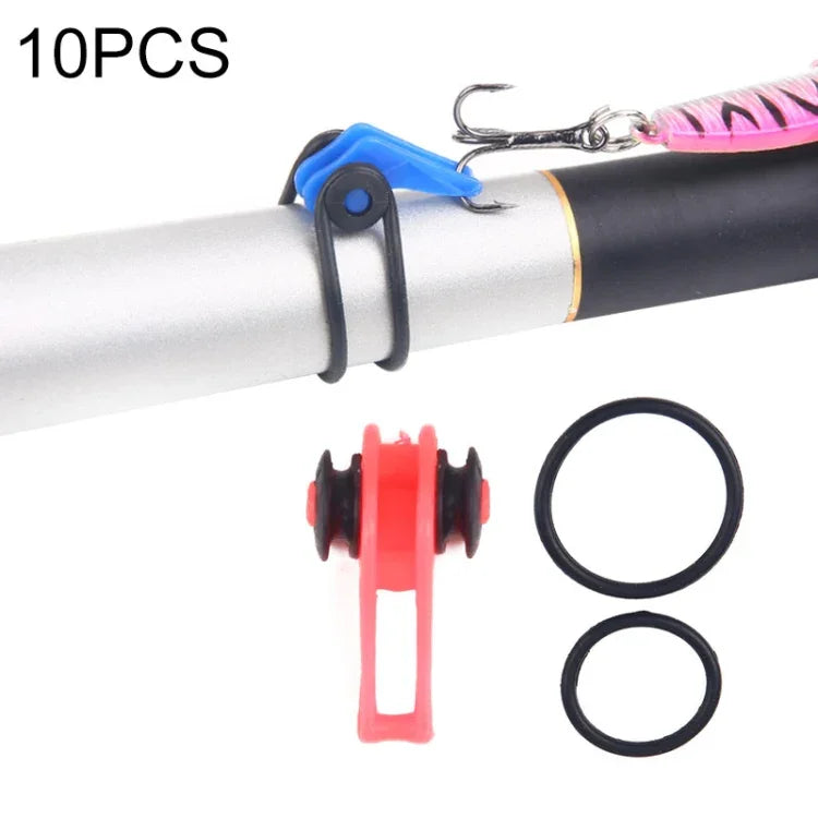 10 Peças/Saco Suporte de Anzol de Pesca em Plástico para Vara de Pesca Iscos Suporte de Segurança Equipamento de Pesca, Vermelho, Roxo, Preto, Azul, Amarelo, Rosa, Laranja, Verde