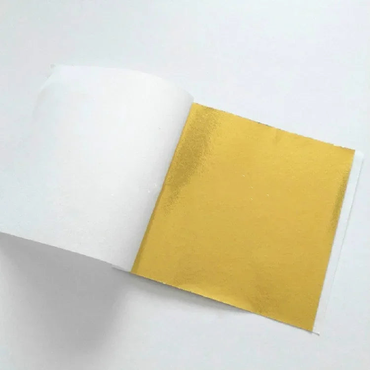 100 UNIDADES Adesivo Decorativo de Folha Dourada Imitada para Hotel, 9x9CM