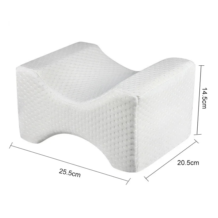 Almofada Ortopédica em Espuma de Memória para Joelhos, Apoio para Dormir, Alívio de Dor na Ciática, Costas, Anca e Articulações, Almofada de Contorno para Coxa e Perna, Branco, Branco+Bandagem, Azul Marinho com Grade+Bandagem