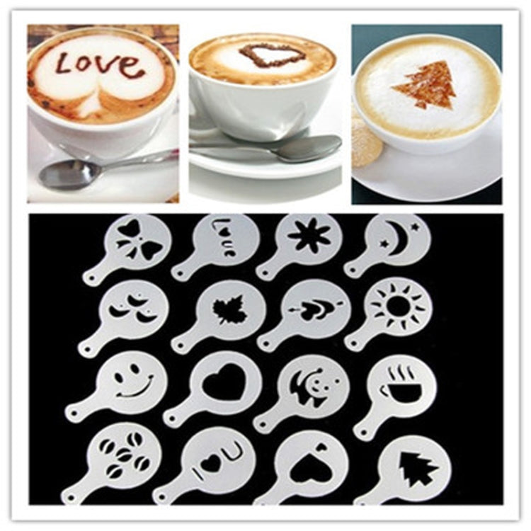 32 Peças de Estênceis para Café, Moldes para Máquina de Café, Cappuccino, Tapete para Flores, Ferramentas de Spray para Arte de Cozedura, 32 Peças