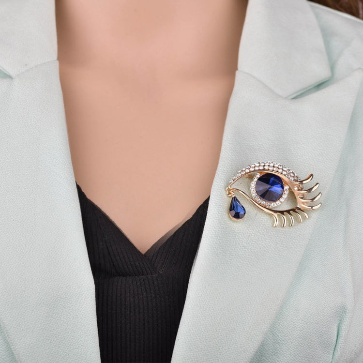 Alfinete de Broche Fashion Angel Tears com Diamante e Pestanas, Corsage, Diamante branco dourado com olhos azuis, Diamantes brancos dourados com olhos pretos, Diamante branco prateado com olhos azuis, Prateado com diamantes brancos