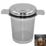Infusor de Chá em Aço Inoxidável com Tampa como Bandeja de Gotejamento, Filtro de Chá em Aço Inoxidável