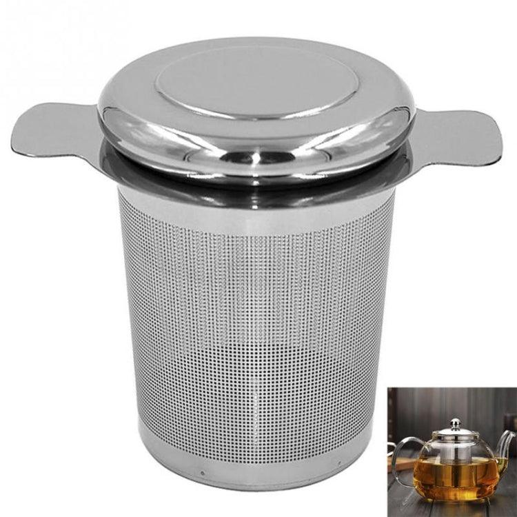 Infusor de Chá em Aço Inoxidável com Tampa como Bandeja de Gotejamento, Filtro de Chá em Aço Inoxidável