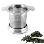Infusor de Chá em Aço Inoxidável com Tampa como Bandeja de Gotejamento, Filtro de Chá em Aço Inoxidável