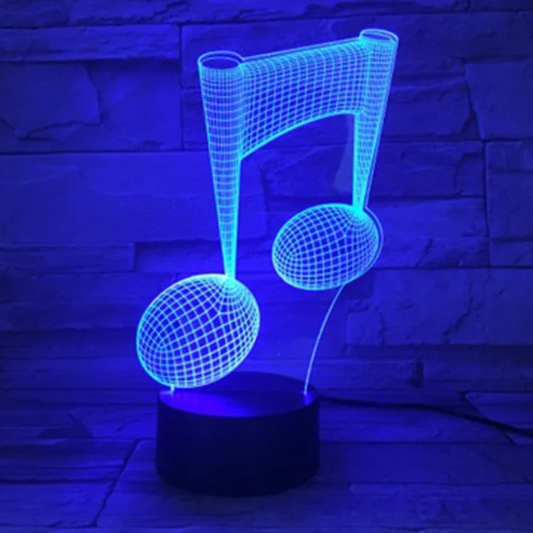 Lâmpada de Mesa Decorativa com Nota Musical 3D, Luz Visual Tátil com Mudança de Cor Colorida, Luz Noturna LED