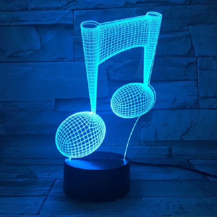 Lâmpada de Mesa Decorativa com Nota Musical 3D, Luz Visual Tátil com Mudança de Cor Colorida, Luz Noturna LED