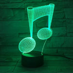 Lâmpada de Mesa Decorativa com Nota Musical 3D, Luz Visual Tátil com Mudança de Cor Colorida, Luz Noturna LED