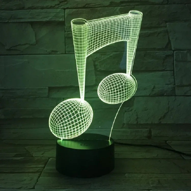 Lâmpada de Mesa Decorativa com Nota Musical 3D, Luz Visual Tátil com Mudança de Cor Colorida, Luz Noturna LED