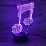 Lâmpada de Mesa Decorativa com Nota Musical 3D, Luz Visual Tátil com Mudança de Cor Colorida, Luz Noturna LED