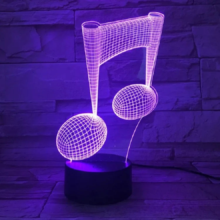 Lâmpada de Mesa Decorativa com Nota Musical 3D, Luz Visual Tátil com Mudança de Cor Colorida, Luz Noturna LED