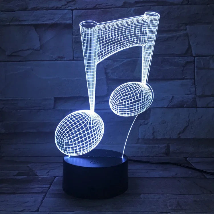 Lâmpada de Mesa Decorativa com Nota Musical 3D, Luz Visual Tátil com Mudança de Cor Colorida, Luz Noturna LED