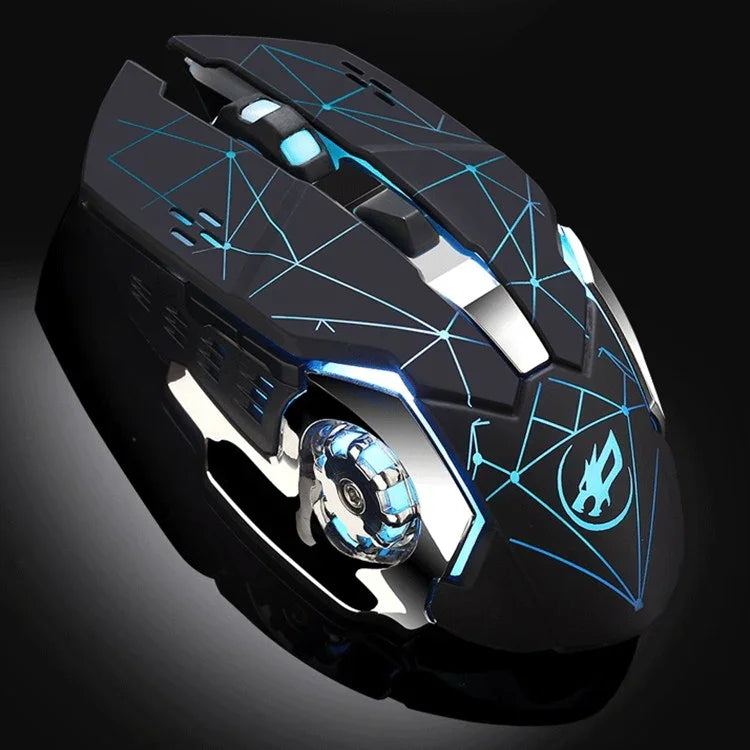 WARWOLF Q8 Rato de Jogo Sem Fios Recarregável com Luzes