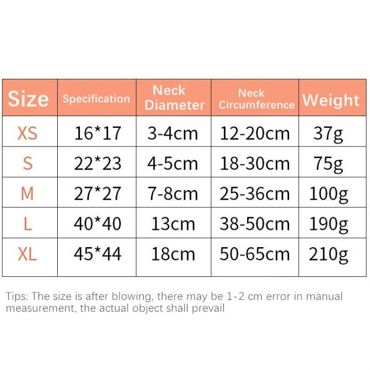 Coleira Inflável em PVC para Cães, Anti-arranco, S, M, L, XL