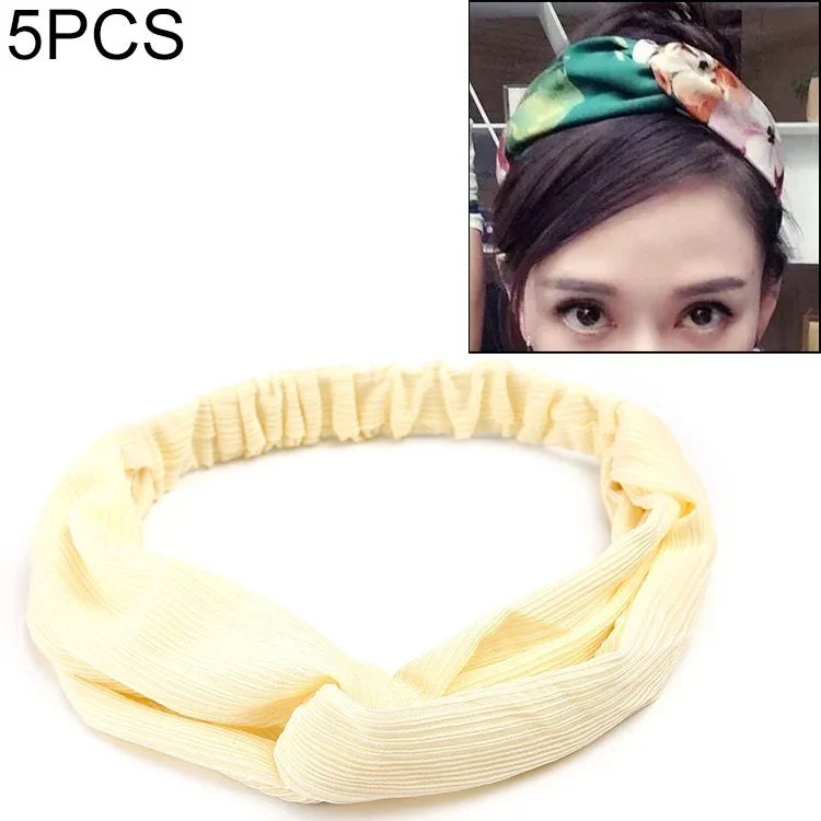 5 PCS Faixas de Cabelo Clássicas Femininas com Estampa Floral Retro