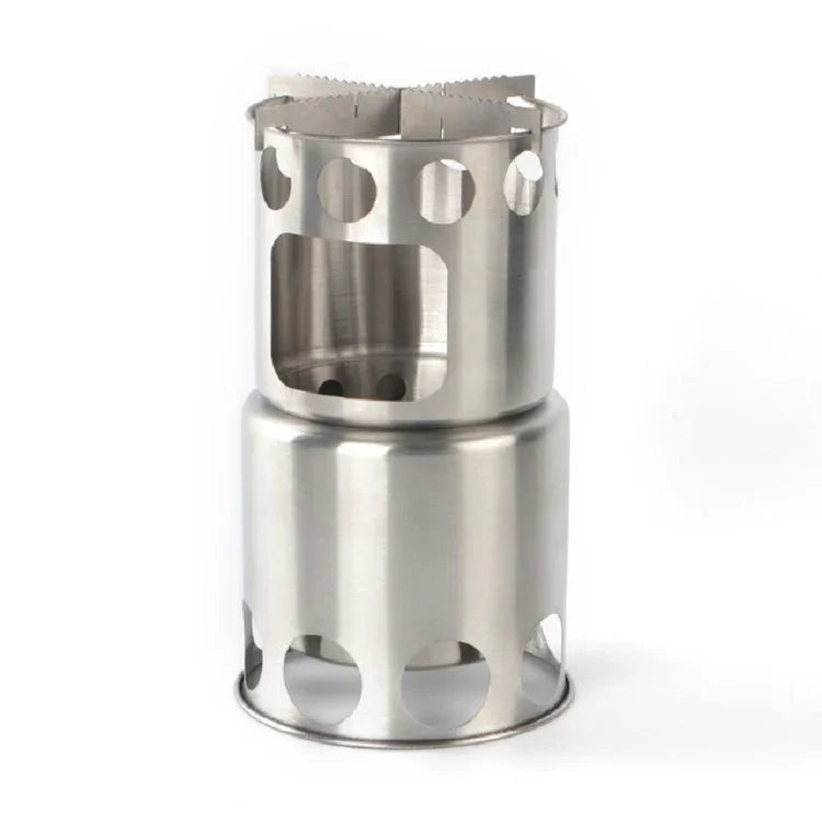 Fogão Portátil de Aço Inoxidável à Prova de Vento para Campismo, Conjunto de Fogão para Assar, Fogão a Lenha, Conjunto de Fogão + Fogão a Lenha
