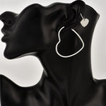 Conjunto de Brincos de Argola com Coração de Metal Simples para Mulheres Fashion