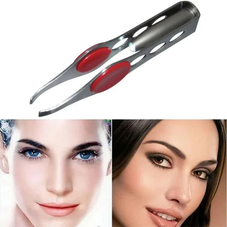 Pinça para Sobrancelhas com LED Pinça para Sobrancelhas com Quatro Orifícios Pinça para Sobrancelhas em Aço Inoxidável Ferramenta de Beleza para Sobrancelhas