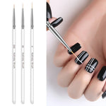 3 Pincéis para Arte de Unhas, Caneta Fina de Acrílico Cristal para Desenho de Listras e Flores, Ferramentas de Manicure