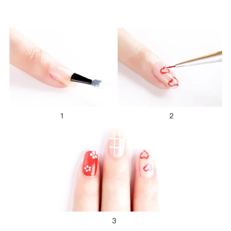 3 Pincéis para Arte de Unhas, Caneta Fina de Acrílico Cristal para Desenho de Listras e Flores, Ferramentas de Manicure