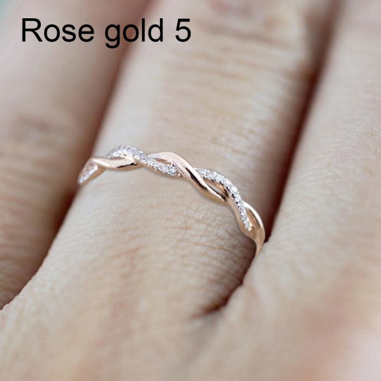Woman Classical Cubic Zirconia Twist Shape Ring, gold, rose gold, sliver