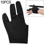 10 PCS/Conjunto Luva de Snooker em Spandex para Taco de Bilhar Mão Esquerda com Três Dedos Abertos Acessório de Snooker