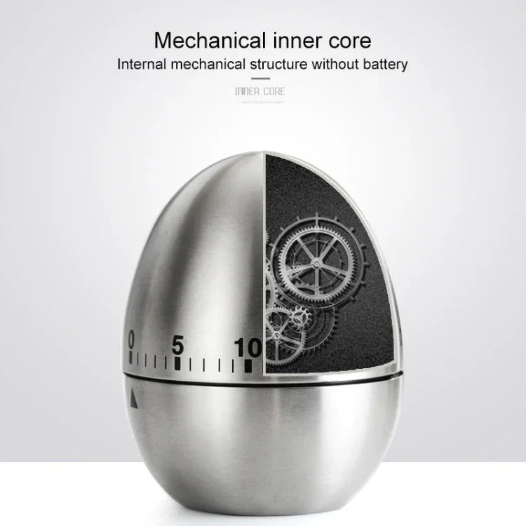 Temporizador Mecânico para Cozinha com Alarme de 60 Minutos, Aço Inoxidável, Ferramentas de Cozinha, Temporizador Mecânico para Ovos