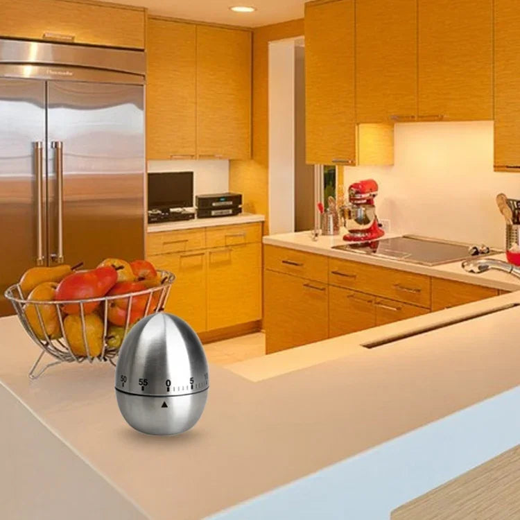 Temporizador Mecânico para Cozinha com Alarme de 60 Minutos, Aço Inoxidável, Ferramentas de Cozinha, Temporizador Mecânico para Ovos