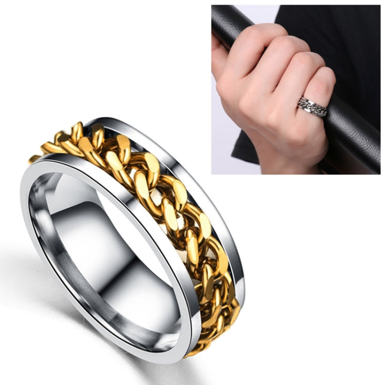 Punk Rock Stainless Steel Rotatable Chain Rings, 6, 7, 9, 10, 11, 8