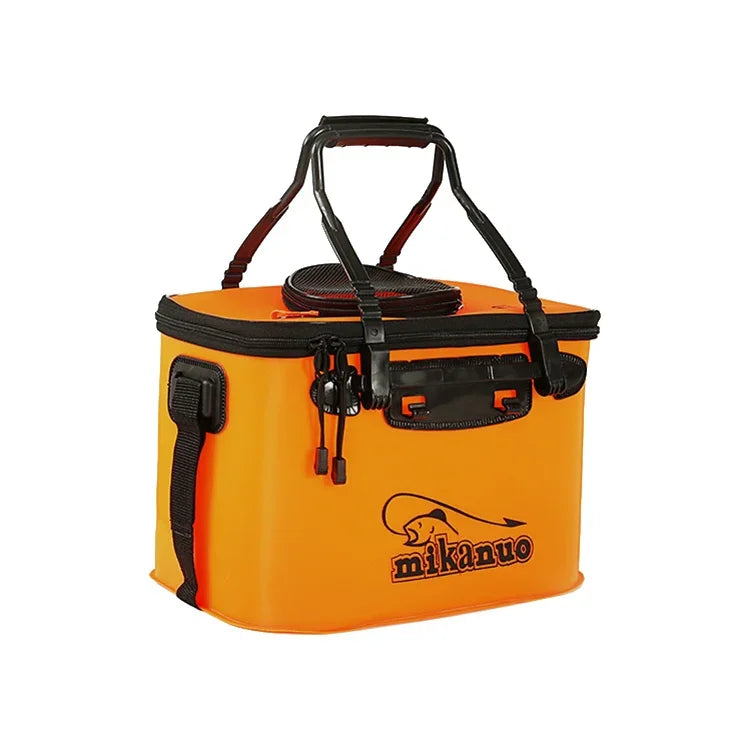 Caixa de Peixe Viva Dobrável Multifuncional Reforçada Balde de Pesca, 35 cm (com Alça sem Bolsos Laterais), 50 cm (com Alça e Bolso Lateral)