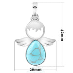 Colares com pendentes de asas de anjo e pedra de cristal natural para mulher